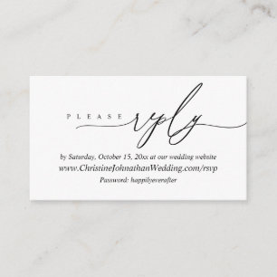 Online RSVP, Modern Minimal Black script Enclosure Card