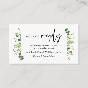 Online RSVP, Modern Minimalist Greenery  Enclosure Card