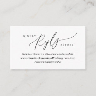 Online RSVP, Modern Simple Black script Enclosure Card