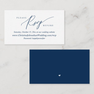 Online RSVP, Modern Simple Navy Blue font Enclosure Card