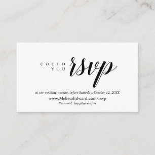 Online RSVP website, Modern Classy Minimalist Enclosure Card