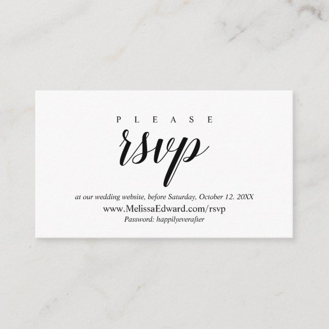 Online RSVP website, Modern Classy Minimalist  Enclosure Card (Front)
