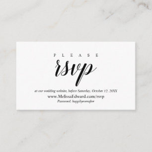 Online RSVP website, Modern Classy Minimalist Enclosure Card