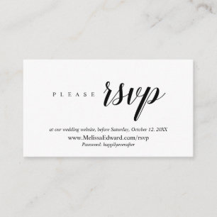 Online RSVP website, Modern Classy Minimalist Enclosure Card
