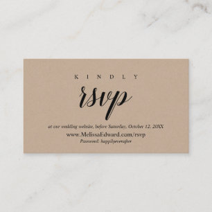 Online RSVP website, Rustic Brown Kraft Enclosure Card