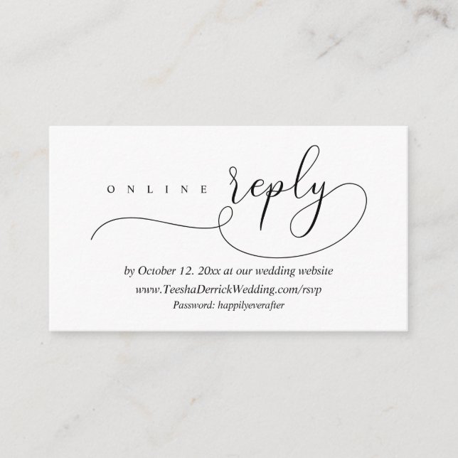 Online RSVP Wedding Reply, Modern Minimalist Enclo Enclosure Card (Front)
