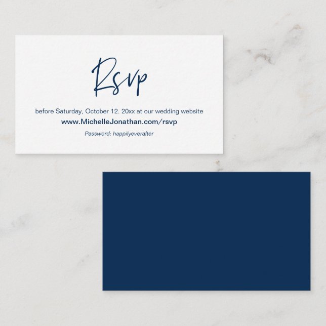 Online RSVP, Wedding website, Password reminder En Enclosure Card (Front/Back)