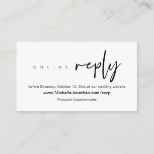 Online RSVP, Wedding website, Password, Reminder Enclosure Card