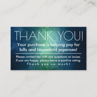Online Seller Store Thank You Business Card Insert