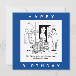 Online Shopping for Beer Cartoon Card