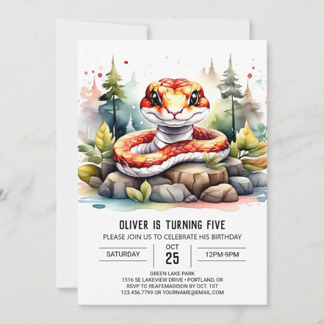 Online Snake Kids Birthday Party Invitation (Front)