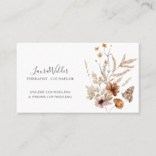 Online Therapist Counsellor Wildflowers Business Card