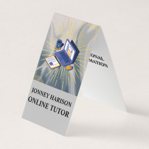 Online Tutor Educator Mentor Coach Silver Gray Business Card