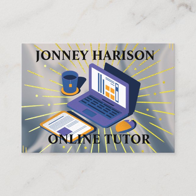Online Tutor Educator Mentor Coach Silver Grey Business Card (Front)