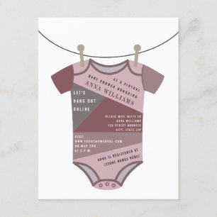 Online Virtual Baby Shower By Mail Plum Bodysuit Invitation