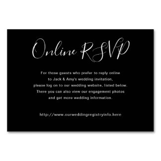 Online Website RSVP Wedding Enclosure Card Black