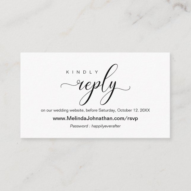 Online Wedding RSVP website respond Enclosure Card (Front)