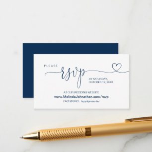 Online Wedding Website RSVP, Modern Navy Blue Enclosure Card