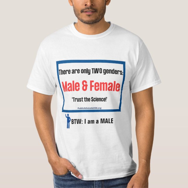 Only 2 Genders t-shirt ~ For MALES only (Front)