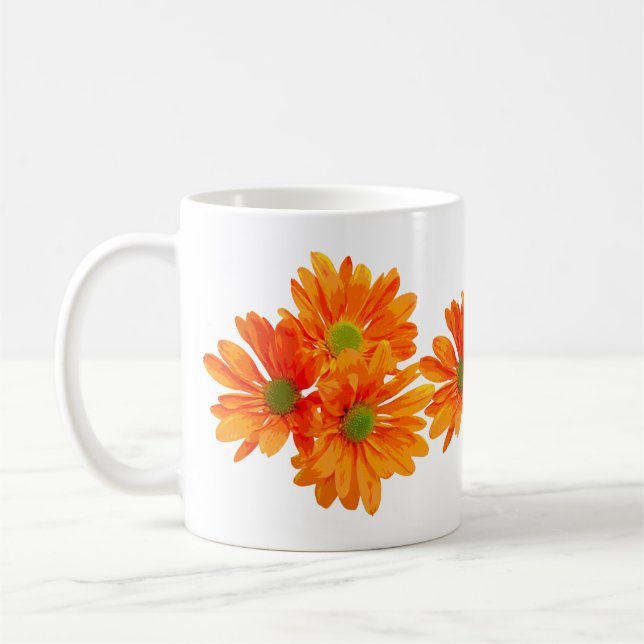 Only 3 Gerbera Daisy Blossoms + your text & ideas Coffee Mug (Left)