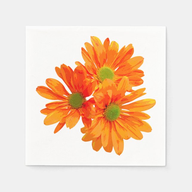 Only 3 Gerbera Daisy Blossoms + your text & ideas Napkin (Front)