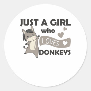 Only A Girl Loves The Donkey - Sweet Donkey Classic Round Sticker