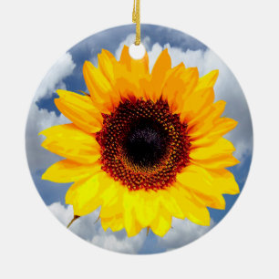Only a Sunflower Blossom + your text & ideas Ceramic Tree Decoration