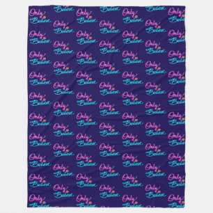 Only Believe Christian Quote on Dark Blue Fleece Blanket