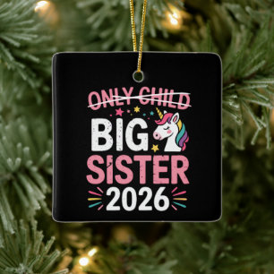 Only Child Crossed Out Big Sister 2026 Pregnancy Ceramic Ornament