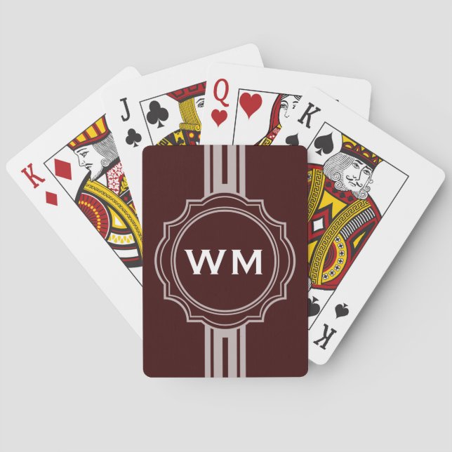 ONLY COLOR / BUTTON BANNER white + monogram Playing Cards (Back)