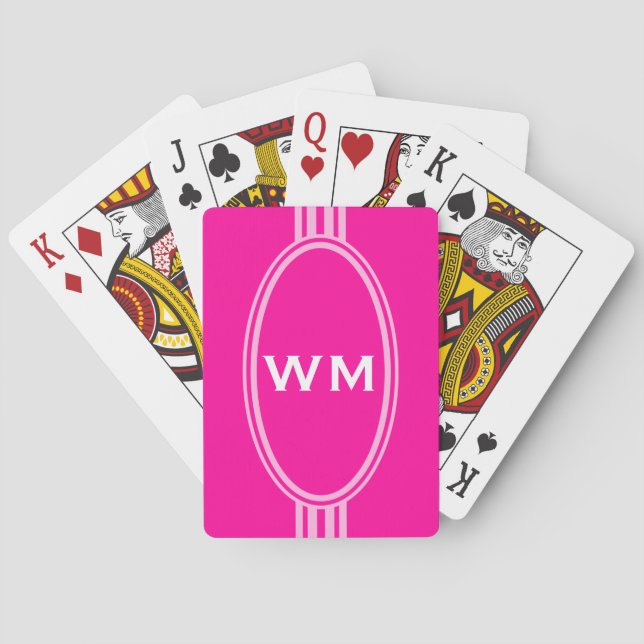 ONLY COLOR / BUTTON BANNER white + monogram Playing Cards (Back)