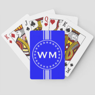 ONLY COLOR / BUTTON BANNER white + monogram Playing Cards