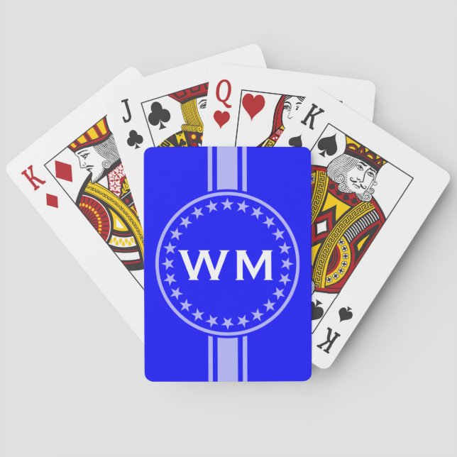 ONLY COLOR / BUTTON BANNER white + monogram Playing Cards (Back)