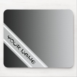 ONLY COLOR gradients - black grey + your name Mouse Mat