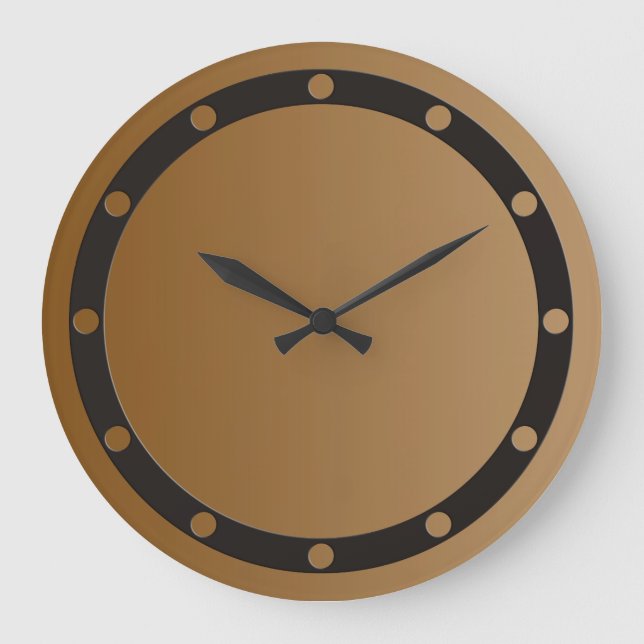 ONLY COLOR gradients brown - ring & dots black Large Clock (Front)