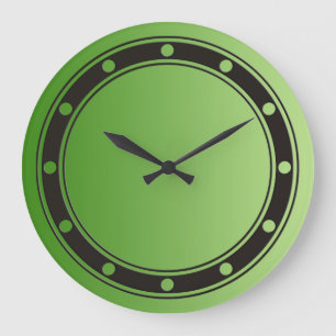 ONLY COLOR gradients green - rings & dots black Large Clock