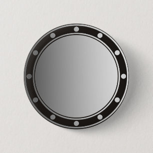 ONLY COLOR gradients - grey - rings & dots black 6 Cm Round Badge