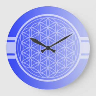 ONLY COLOR gradients royal blue - Flower of Life Large Clock