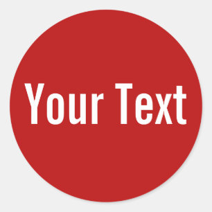 ONLY COLOR   red + your text Classic Round Sticker
