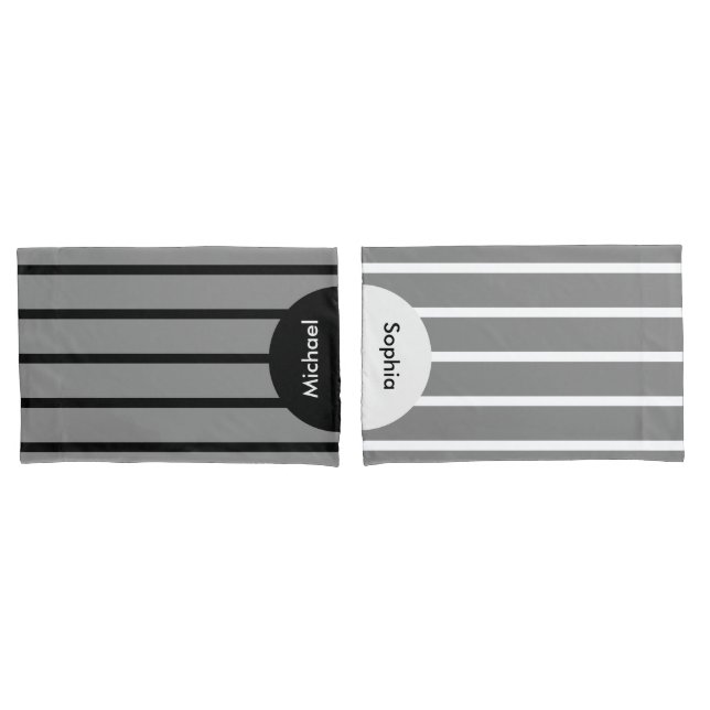 ONLY COLOR STRIPES - grey + your backg. Pillowcase (Front-Set)