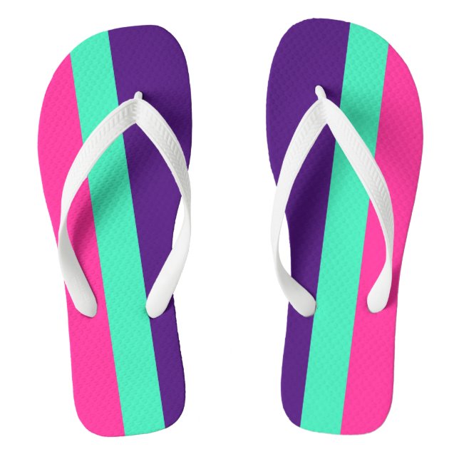 ONLY COLOR STRIPES - mint, pink Flip Flops (Footbed)