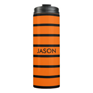 ONLY COLOR STRIPES - orange + your Backgr. & ideas Thermal Tumbler