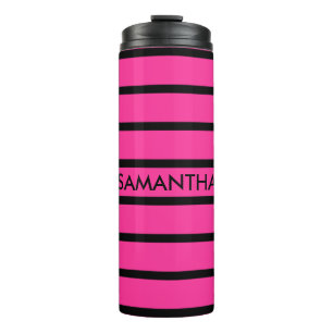 ONLY COLOR STRIPES - pink + your backgr. & ideas Thermal Tumbler