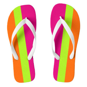 ONLY COLOR STRIPES - spring green, orange Flip Flops