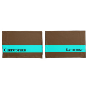 ONLY COLOR STRIPES - turquoise + your backg. Pillowcase