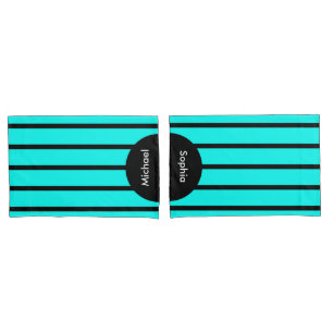 ONLY COLOR STRIPES - turquoise + your backg. Pillowcase