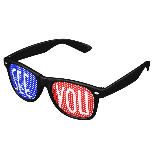 Only Colour Background - blue red + your ideas Retro Sunglasses (Angled)