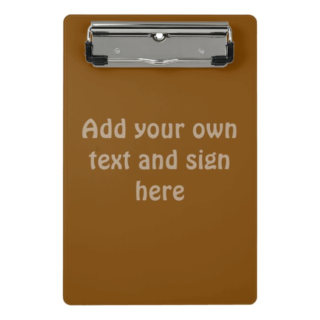 Only Colour Background - brown + your ideas Mini Clipboard (Front)