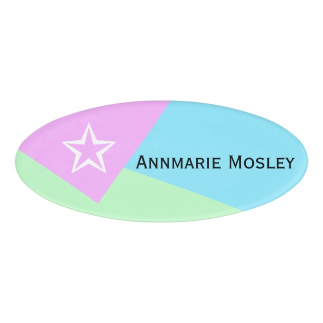 Only Colour Background - light mint pink Name Tag (Front)
