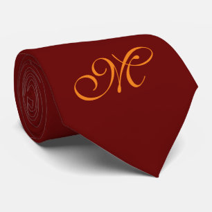 Only Colour Background - marsala + monogram Tie